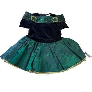 Vintage Isabella Girls Holiday Dress 6 Green Taffeta Black Velvet Bodice Gold